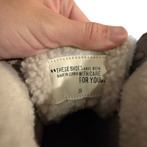Voile Blanche Maran Flash High Top Two Tone Shearling Sneakers Beige Tan Size 36 - Picture 3 of 11